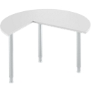 Aanbouwtafel, 3/4 cirkel, Ø 1200 mm, aanbouw rechts/links, lichtgrijs/blank aluminium