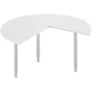 Aanbouwtafel, 3/4 cirkel, Ø 1400 mm, aanbouw rechts/links, lichtgrijs/blank aluminium