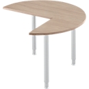 Aanschuiftafel, 3/4 cirkel, Ø 1200 mm, uittrekbaar rechts/links, eiken/wit aluminium