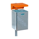 Abfallbehälter aus feuerverzinktem Stahlblech, mit Ascher, Dreikantschloss, 40 Liter, B 310 x T 360 x H 600 mm, silbermetallic