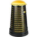 Abfallbehälter Ruff, für 70-120 l Kunststoff-& Papiersäcke, Lochoptik, ø 525 mm, Recycling-Kunststoff, gelb-schwarz