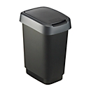 Abfalleimer Rotho TWIST, 10 l, 2 Öffnungsmöglichkeiten, Kunststoff, dunkelsilber