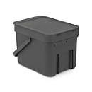 Abfallsammler Sort & Go, rechteckig, mit Wandhalterung, Deckel & Griff, 6 l, Kunststoff, grau