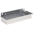 Ablageschale für FS Putzmittelschränke, Stahlblech weißaluminium RAL 9006, B 135 x T 320 x H 55 mm
