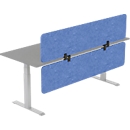 Acoustic desk partition AKUSTIX Vario, sound absorption class B, thickness 18 mm, without clamps, W 1600 x H 400 mm, PET felt, blue