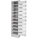 ADB laptopkast, 10 vakken, voeding, geventileerd, B 400 x D 500 x H 1800 mm, lichtgrijs RAL 7035
