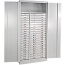 ADB Schubladenschrank, 40 Schubladen, 1 Ablageboden, 2-Punkt-Verriegelung, Stahlausführung, H 1790 x B 800 x T 410 mm, lichtgrau RAL 7035