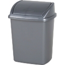 Afvalbak Vepa Bins, inhoud 8 l, met deksel, rechthoekig, L 200 x B 252 x H 330 mm, kunststof, grijs