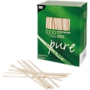 Agitateurs jetables Pure Papstar, L 178 x l. 5 mm, 100 % biodégradables, en bois certifié FSC®, brun clair, 1000 pièces.
