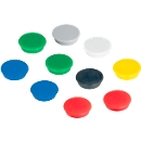 Aimants puissants Franken, ronds, jusqu'à 0,3 kg, vernis spécial, Ø 24 mm, plastique, couleurs assorties, 10 pièces