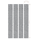 Akoestische wandelementen, 4 stuks, geluiddemper klasse C, bevestiging met magneetstrips, B 250 x H 2000 mm, vlies, grijs gemoffeld