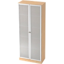 Aktenschrank mit Glastüren ULM, 5 OH, B 800 x T 420 x H 2004 mm, Ahorn-Dekor
