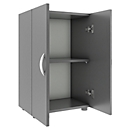 Aktenschrank Ulas, 2 Ordnerhöhen, 1 Fachboden, für ca. 14 Ordner, Flügeltüren, B 490 x T 340 x H 740 mm, Holz, anthrazit