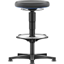 Allround Hocker Bimos, sitzhöhenverstellbar 560-810 mm, mit Gleiter & Fußring, Supertec-Bezug, schnitt- & rutschfest, mit Mikropanzerung, Farbring blau