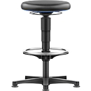 Allround Hocker Bimos, sitzhöhenverstellbar, mit Gleiter & Fussring, Kunstlederbezug, abwaschbar, unempfindlich gegen Öle & Desinfektionsmittel, Farbring blau
