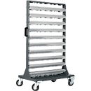 Almacén móvil para piezas pequeñas, con capacidad de carga por ambos lados, sin cajones de almacenamiento a la vista, An 825 x Pr 550 x Al 1450 mm, acero, gris antracita RAL 7016