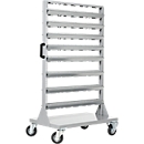 Almacén móvil para piezas pequeñas, con capacidad de carga por ambos lados, sin cajones de almacenamiento a la vista, An 825 x Pr 550 x Al 1450 mm, acero, gris