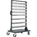 Almacén móvil para piezas pequeñas Schäfer Shop Select, con capacidad de almacenamiento en ambos lados, sin cajones de almacenamiento a la vista, An 825 x Pr 550 x Al 1450 mm, acero, gris antracita RAL 7016