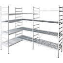 Aluminium clip-on shelving unit, base unit, with 4 plastic mesh shelves, H 1800 x W 1500 x D 400 mm