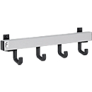 Aluminium-Garderobenleiste, 4 Einzelhaken, Breite 400 mm, silbermatt, T/H 90 × 90 mm, ca. 1,0 kg