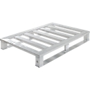 Aluminium pallets, geanodiseerd, aan 4 zijden onderrijdbaar, L 1200 x B 1000 x H 150 mm, 5 mm dik, tot 1000 kg