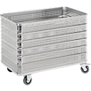 Aluminum transport trolley, without lid, 430 l, perforated