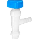 Angle valve with nozzle connection for wide-neck container