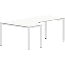 Angled desk BEXXSTAR, square tube base, attachment left, W 2000 x D 800/1200 x H 740 mm, white