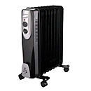 Appareil de chauffage Gutfels HR 32009 sw, 800/1200/2000 W, 3 niveaux, 9 ailettes, poignée de transport, thermostat, roulettes de transport, L 410 x P 230 x H 540 mm, noir