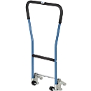 Arceau de poussée, pour châssis mobile à palettes, tube en acier, bleu, à enclencher, 2 roulettes auxiliaires