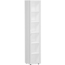 Archiefkast ALICANTE, 6 ordnerhoogten, 5 legborden, glasdeur links, B 400 x D 400 x H 2160 mm,