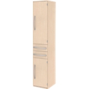 Armario archivador BARI, 6 AA, 3 estantes, 2 cajones, bisagra de puerta a la derecha, An 427 x P 430 x Al 2174 mm, arce/arce/aluminio