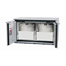 Armario bajo de seguridad tipo 90 asecos UB-T-90, puertas batientes, frontal gris claro, ancho 1102 x fondo 574 x alto 600 mm