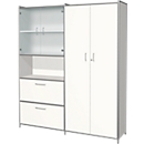 Armario combinado Toledo, con panel trasero, 2 cajones, 5 AA con cerradura, An 1580 x P 380 mm, blanco