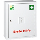 Armario de emergencia metálico EUROSAFE, ancho 490 x fondo 200 x alto 560 mm, con contenido según DIN 13169, blanco