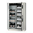 Armario de seguridad combinado tipo 30 asecos K-PHOENIX-30, puertas batientes y plegables con sistema de fijación, frontal gris luminoso, An 1202 x P 598 x Al 1968 mm