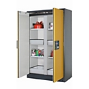 Armario de seguridad tipo 90 asecos Q-CLASSIC-90, puertas batientes, frontal amarillo de seguridad, An 1193 x P 615 x Al 1953 mm