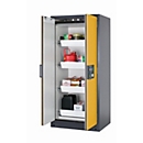 Armario de seguridad tipo 90 asecos Q-CLASSIC-90, puertas batientes, frontal amarillo de seguridad, An 893 x P 615 x Al 1953 mm