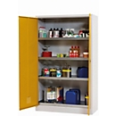 Armario para productos químicos asecos CF-CLASSIC, puertas con bisagras, frontal amarillo de seguridad, ancho 1200 x fondo 500 x alto 1950 mm