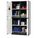 Armario para productos químicos asecos CS-CLASSIC-MultiRisk, puertas batientes, frontal blanco puro, ancho 1055 x fondo 520 x alto 1950 mm