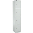 Armoire à 4 casiers, avec serrure à cylindre, gris clair/gris clair