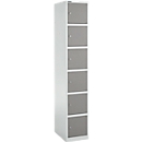 Armoire à 6 casiers, avec serrure à cylindre, gris clair/gris platine