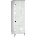 Armoire à casiers pour objets de valeur 300 mm, 2 compartiments, 8 casiers, serrure à cylindre de sécurité, pied, gris clair