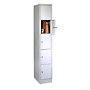 Armoire à casiers pour objets de valeur, sur socle, nombre de casiers 5, largeur de 300 mm, serrure à cylindre de sécurité, gris clair