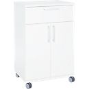 Armoire à catering mobile avec portes battantes, l. 650 x P 500 x H 1000 mm, blanc