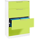 Armoire à dossiers suspendus ASISTO C 3000, 4 tiroirs, 2 rangées, l. 800 mm, avec panneaux acoustiques, blanc/jaune-vert