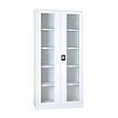 Armoire à pharmacie à portes battantes, en métal, l. 920 x P 420 x H 1950 mm, verrouillable, 4 tablettes, portes verre et métal