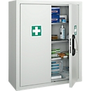 Armoire à pharmacie en métal, l. 670 x P 260 x H 780 mm, avec contenu conforme à la norme DIN 13169
