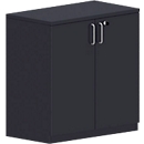 Armoire à portes battantes BEXXSTAR, en bois, 2 hauteurs de classeur, l. 800 x P 445 x H 825 mm, noir
