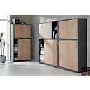 Schäfer Shop Genius Armoire à portes coulissantes à poser TETRIS WOOD, 2 HC, l. 1000 mm, hauteur (patins inclus), gris clair